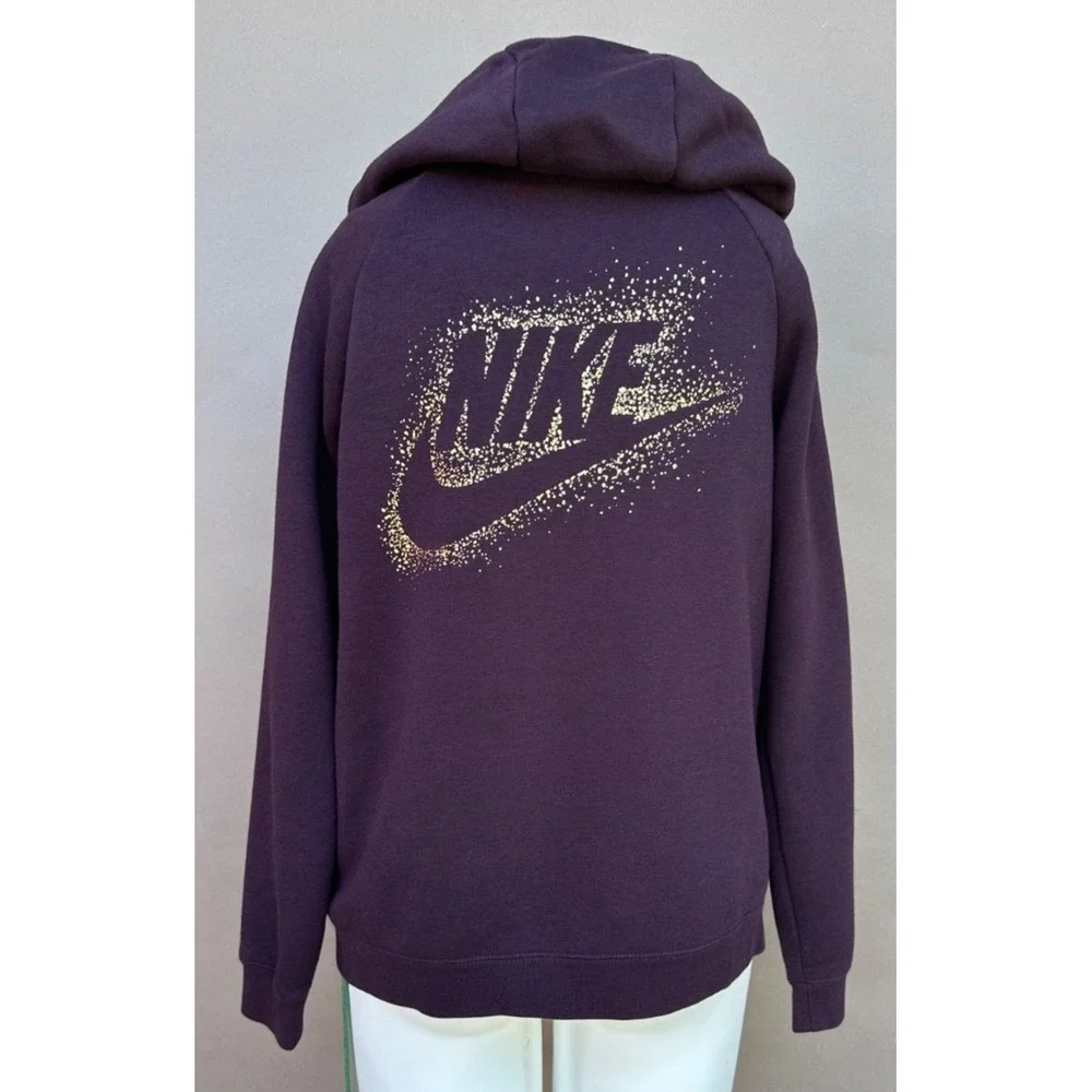 Nike Hoodie Womens M Fleece Rally Funnel Neck Hoodie Sweatshirt Purple Pockets‎